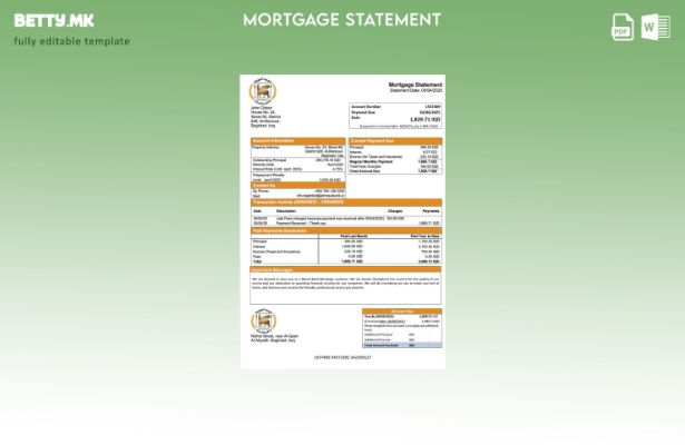 модерен стил Извештај за хипотека на Ирак Мосул банка Шаблон за Word и PDF